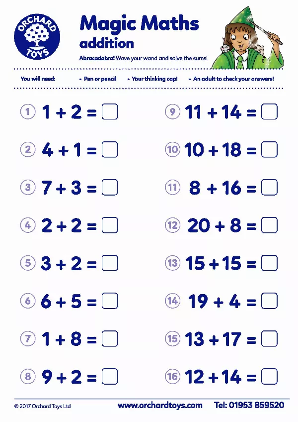 Magic Maths Addition Worksheet